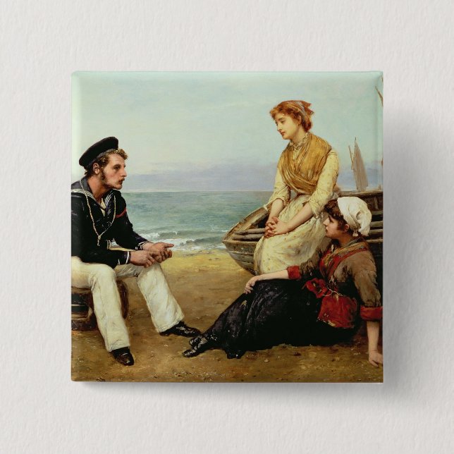 Relating his Adventures, 1881 Pinback Button (Front)