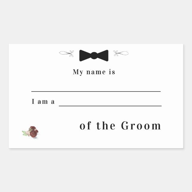 Relation to Groom Wedding Sticker (Front)