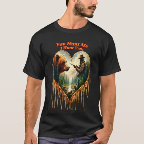 Relationship Between Hunter grizzly Bear and Deer  T_Shirt