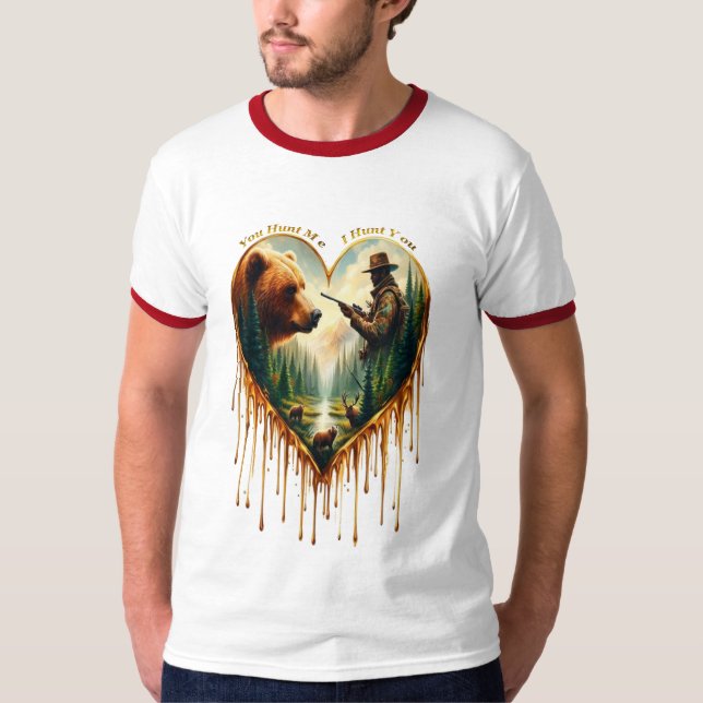 Relationship Between Hunter grizzly Bear and Deer  T-Shirt (Front)