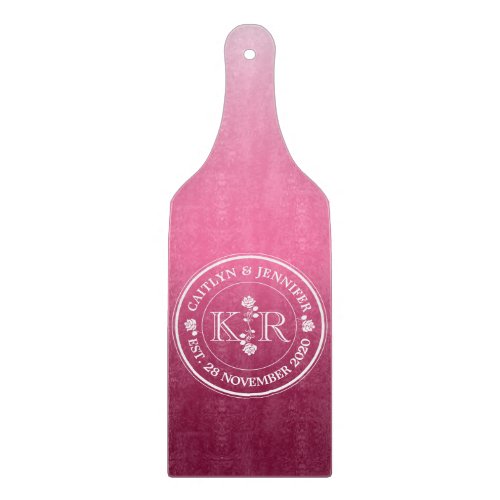 Relationship of Equals Monogram Rose Pink Ombre Cutting Board