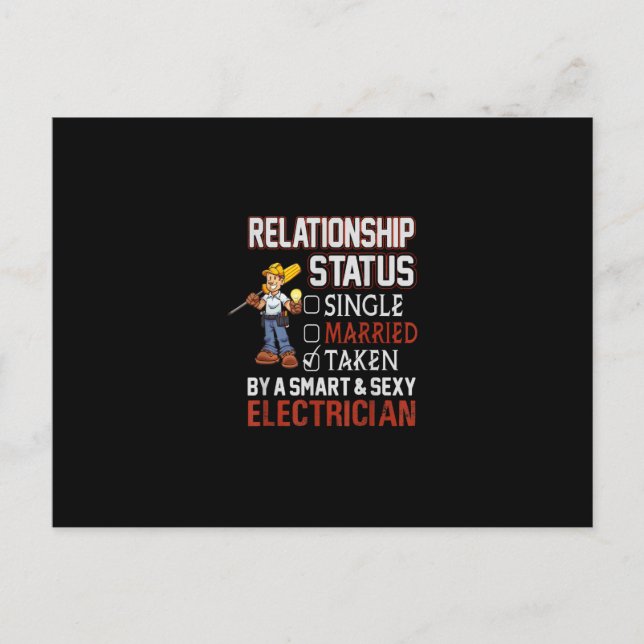 relationship status - taken by an electrician gift postcard (Front)