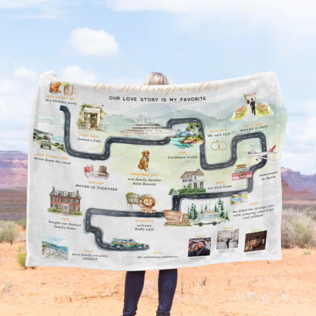 Relationship Story Timeline | Cute Personalized Fleece Blanket | Zazzle
