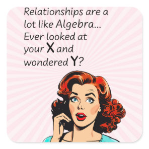 Relationships are Like Algebra Funny Quip Square Sticker