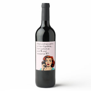 Relationships are Like Algebra Funny Quip Wine Label