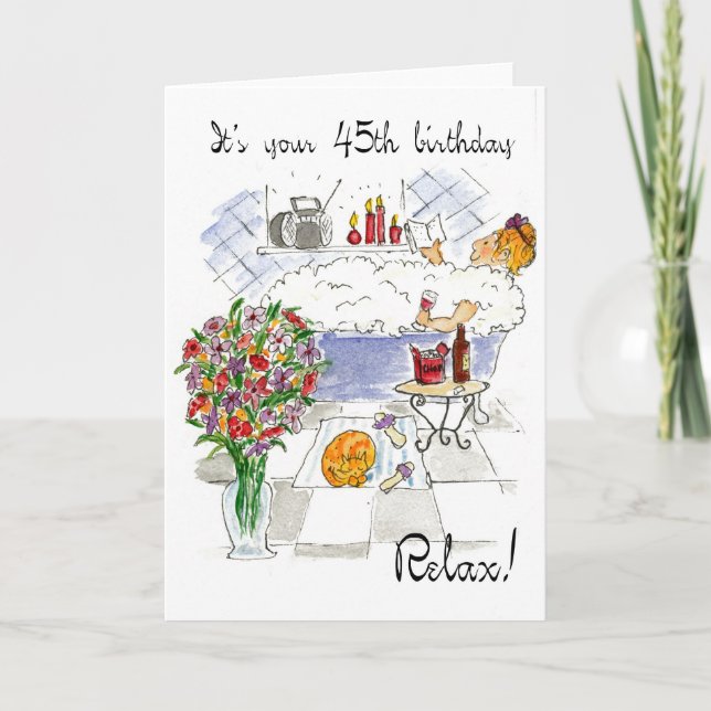 'Relax' 45th Birthday Card (Front)