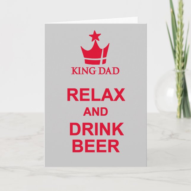 Relax and drink beer Father's Day gray red card (Front)