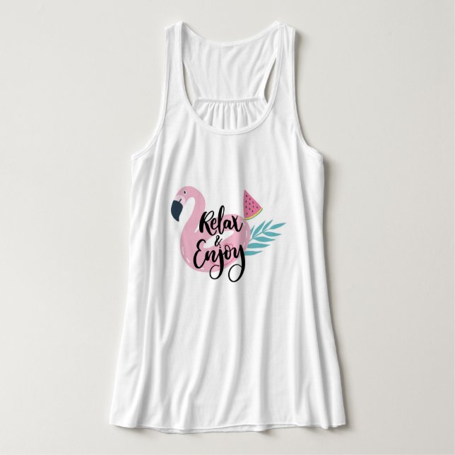 Relax and enjoy Flamingo  Tank Top (Design Front)
