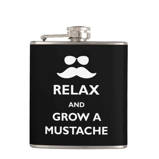 Relax and Grow a Mustache Hip Flask (Front)