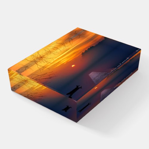 Relax and Renew Inspirational Sunrise Landscape Paperweight