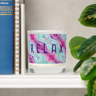 Relax and Rest Purple Pink Aqua Pattern Boho  Scented Candle