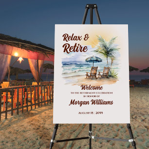 Relax and Retire Tropical Beach Chair Retirement Foam Board