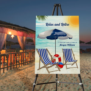 Relax and Retire Tropical Beach Chair Retirement Foam Board