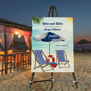 Relax and Retire Tropical Beach Chair Retirement Foam Board
