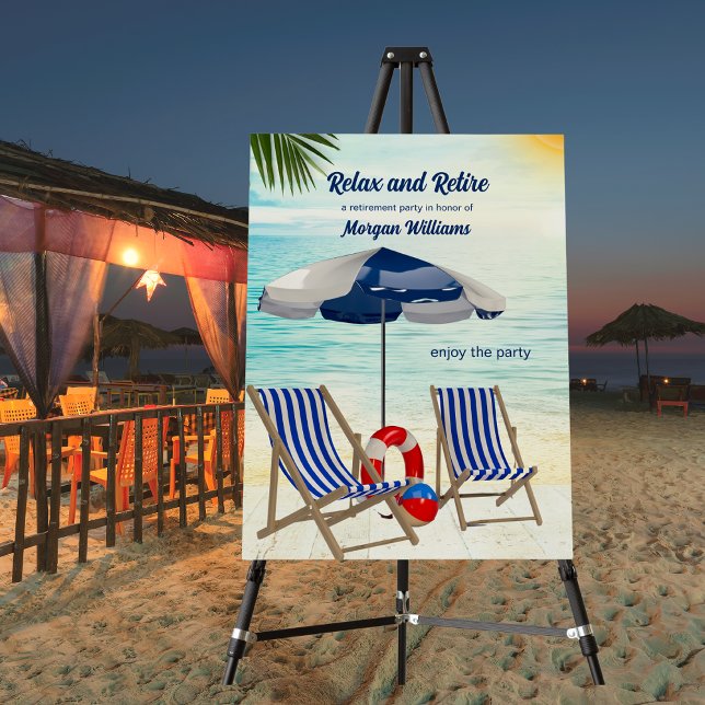 Relax and Retire Tropical Beach Chair Retirement Foam Board (Creator Uploaded)