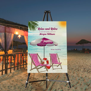 Relax and Retire Tropical Beach Chair Retirement Foam Board