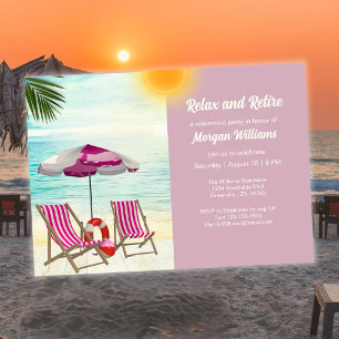 Relax and Retire Tropical Beach Chair Retirement Invitation