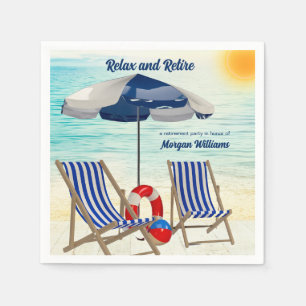 Relax and Retire Tropical Beach Chair Retirement Napkins