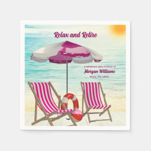 Relax and Retire Tropical Beach Chair Retirementn Napkins