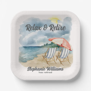 Relax and Retire Tropical Beach Chair Themed Party Paper Plates