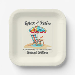 Relax and Retire Tropical Cocktail Beach Chair Paper Plates