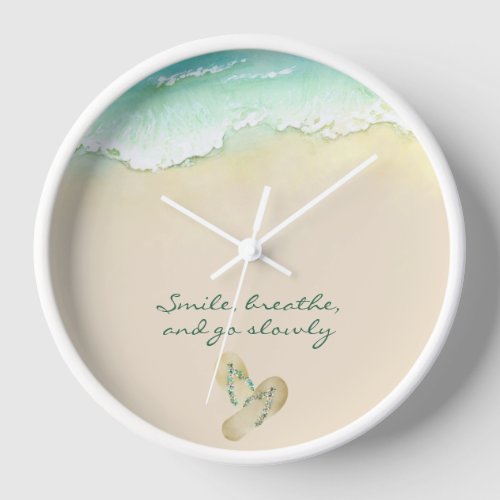 Relax and Smile  Flipflops at the Beach  Clock