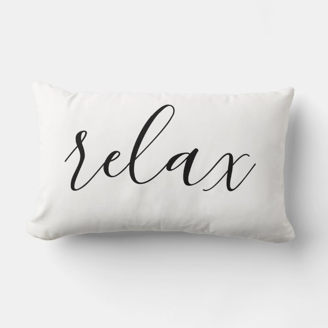 Relax black white minimal design lumbar pillow (Front)