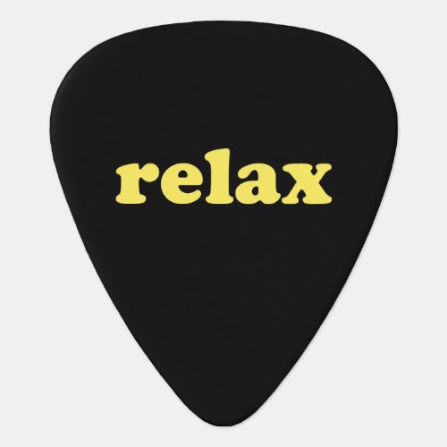 Relax black yellow modern typography funny cool guitar pick