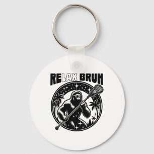 Relax Bro Bruh Funny Bigfoot Lax Lacrosse Men Boys Keychain