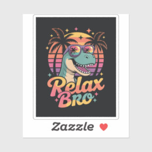 Relax Bro Cool T-Rex Dinosaur Sunglasses Summer Sticker