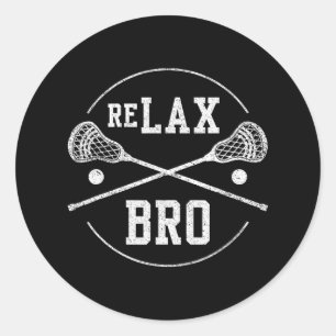 Relax Bro Lax Sticks – Retro Vintage Funny Lacross Classic Round Sticker