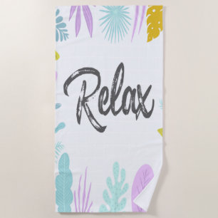 Relax Brush Script   Tropical Beach Towel
