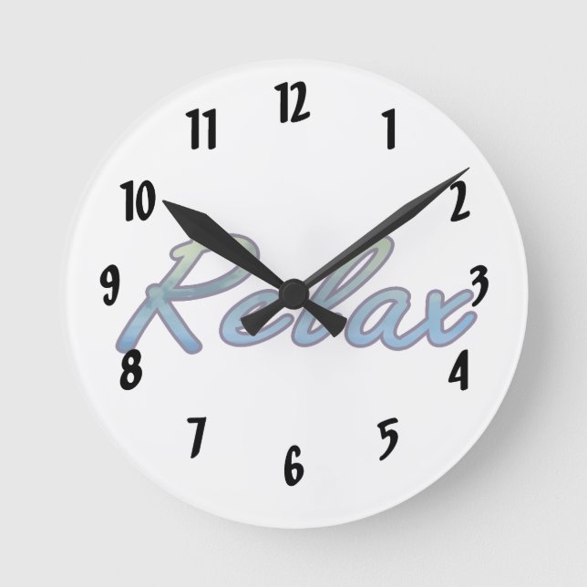 Relax cloud green blue outlined round clock (Front)
