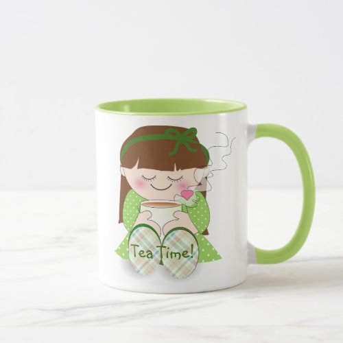 Relax Cute Kawaii Girl Relaxing with Tea  Coffee Mug