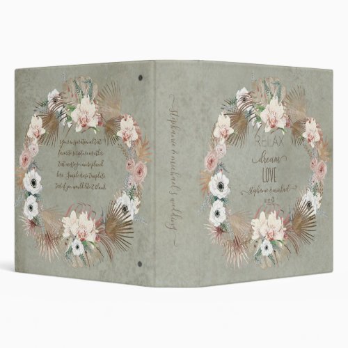 Relax Dream Love Vintage Orchid Floral Palm Name 3 Ring Binder