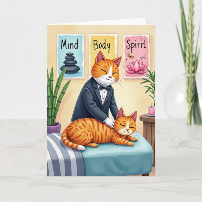 Relax Feline Birthday Card (Front)