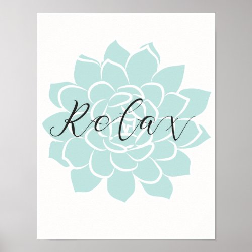 Relax Green White Yoga Quotes Zen Fitness Work Out Poster