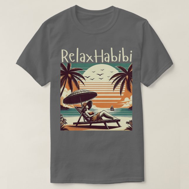 Relax Habibi Romantic Funny Arabic Roots Yoga Love T-Shirt (Design Front)