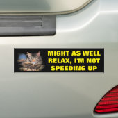 Relax, I'm Not Speeding Up w/ Bumper Cat Bumper Sticker (On Car)
