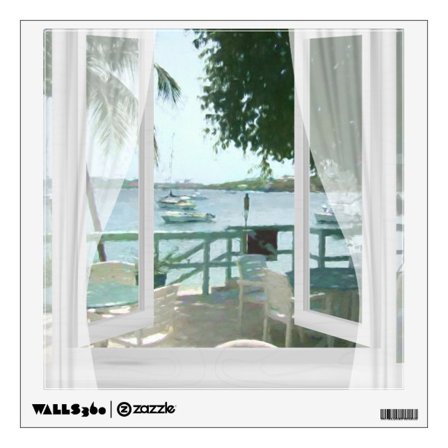 RELAX IN THE CARIBBEAN SEA BOATS SUN WALL DECAL (Front)