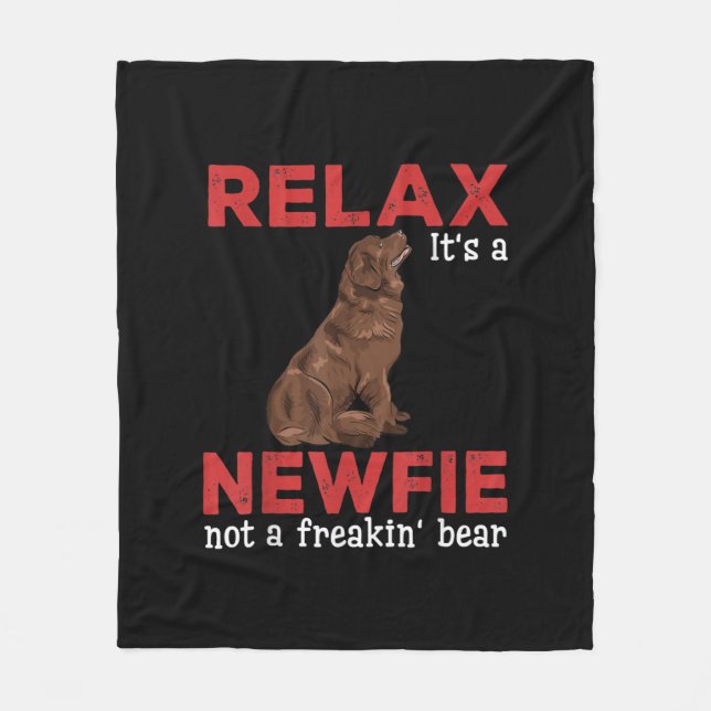 Relax its a newfie | Cute newfoundland dog Fleece Blanket (Front)