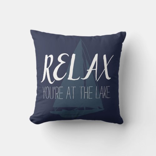Relax Lake Boat Silhouette Throw Pillow