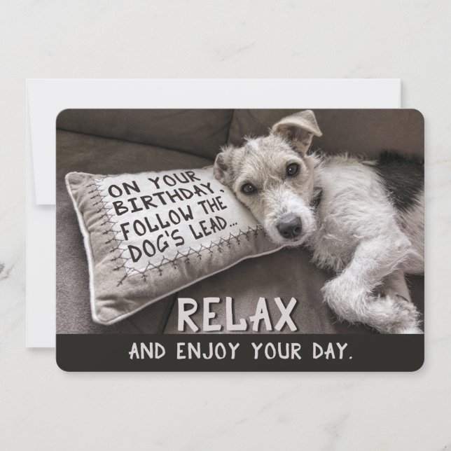 Relax Like the Dog Happy Birthday Cards (Front)