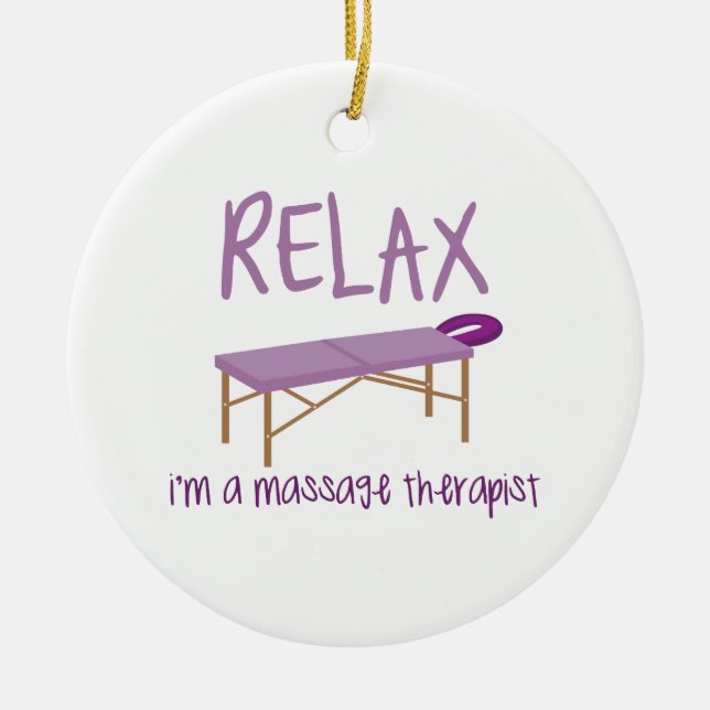 Relax Massage Table Ceramic Ornament (Front)