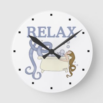 Relax Mermaid Round Clock by Victoreeah at Zazzle