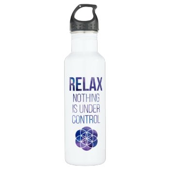 Relax Mindfulness Buddha Quote Stainless Steel Water Bottle by maboles at Zazzle