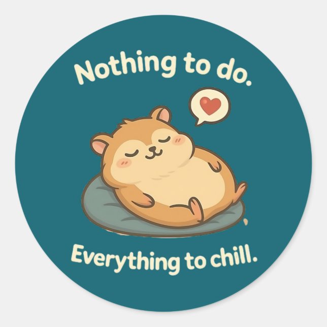 “Relax Mode – Chubby Hamster Sticker” Classic Round Sticker (Front)