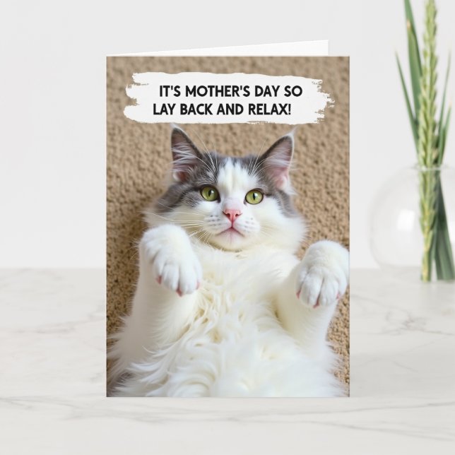 Relax Mothers Day Cat Nap Card (Front)