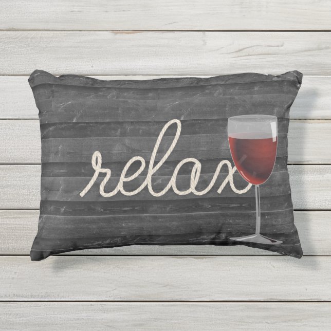 relax nautical rope on gray wood outdoor pillow (Front)