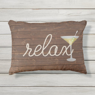 relax nautical rope on teak wood outdoor pillow
